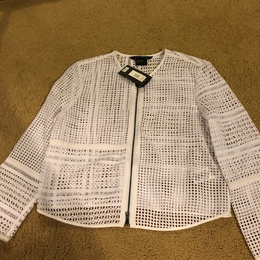 White fabric lace jacket